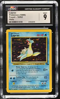 CGC 9 MINT Lapras 1999 Fossil 10/62 Holo Pokemon Card - Image 1