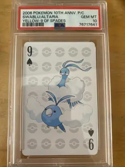 POKEMON CENTER 10TH ANNIVERSARY PLAYING CARDS YELLOW DECK PSA 10 Altaria/ Swablu - Image 1