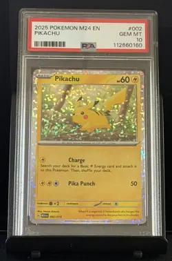 PSA 10 Pikachu 2025 Pokemon M24 EN #002 Holo Gem Mint - Image 1