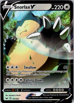 Snorlax V 141/202 Sword and Shield Ultra Rare Pokemon TCG NM - Image 1