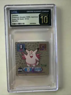 Pokemon Amada 1999 Japanese Clefable Super DX gold Metallic CGC Pristine 10 - Image 1