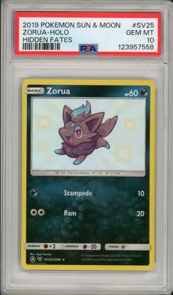 2019 Pokemon Sun & Moon Hidden Fates Zorua Holo #SV25 PSA 10 - Image 1