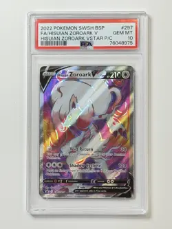 2022 Pokemon SWSH BSP FA/HISUIAN ZOROARK V #297 VSTAR P/C PSA 10 ** RM8975 - Image 1