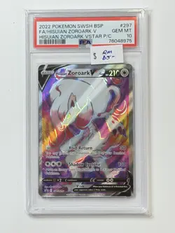 2022 Pokemon SWSH BSP FA/HISUIAN ZOROARK V #297 VSTAR P/C PSA 10 ** RM8975 - Image 3