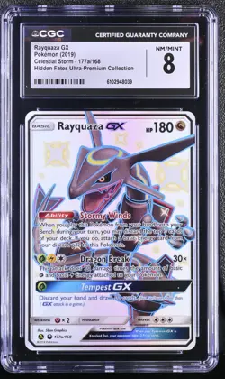 Pokemon CGC 8 Rayquaza GX Shiny Holo 2019 177a/168 Hidden Fates English - Image 1