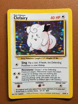 Clefairy 5/102 Base Set Holo Rare Vintage 1999 Pokemon Card LP/NM WOTC Unlimited - Image 1