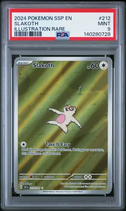 2024 POKEMON SSP EN-SURGING SPARKS ILLUSTRATION RARE #212 SLAKOTH PSA 9 - Image 1