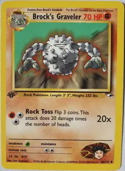 1st Edition Brock's Graveler 40/132 Gym Heroes Pokemon Card - Image 1