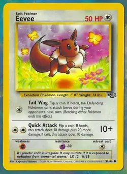 Eevee Vintage 1999 Pokemon - Jungle Set - Common Non-Holo Card 51/64 Eevee LP - Image 1