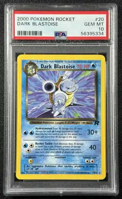 DARK BLASTOISE PSA 10 2000 POKEMON TEAM ROCKET #20/82 GEM 5334 - Image 1
