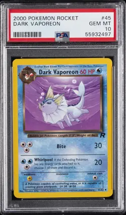 2000 POKEMON ROCKET #45 DARK VAPOREON PSA 10 - Image 1