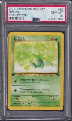ODDISH - 2000 Pokemon Rocket, 1st Edition #63, PSA 10 - Image 1