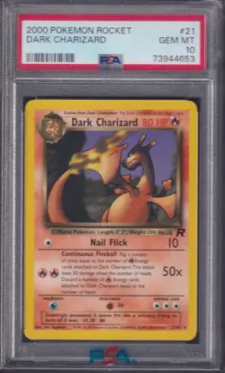 DARK CHARIZARD - 2000 Pokemon Rocket #21, PSA 10 - Image 1