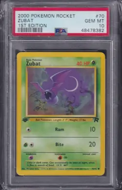 ZUBAT - 2000 Pokemon Rocket, 1st Edition #70, PSA 10 - Image 1