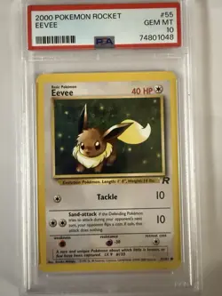 Pokemon Eevee 55/82 Team Rocket Regular Unlimited PSA 10 Common 2000 - Image 1