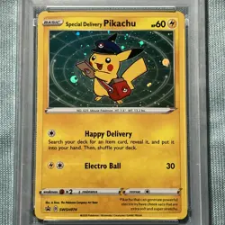 2020 Pokemon Black Star Promo #074 Special Delivery Pikachu Holo PSA 8 - Image 2