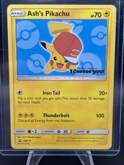 Pokemon Ash's Pikachu SM114 Promo Regular 2017 Pokemon TCG English 70 HP - Image 1