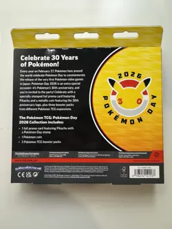 Pokemon TCG 2026 Pokemon Day 30th Anniversary Sealed Box Pikachu Promo 3 Packs - Image 2