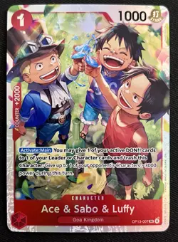 One Piece Carrying On His Will #OP13-007 Ace & Sabo & Luffy SR NM/M - Image 1