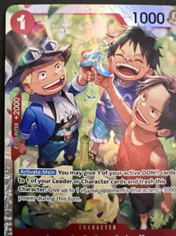 One Piece Carrying On His Will #OP13-007 Ace & Sabo & Luffy SR NM/M - Image 2