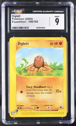 CGC 9 Diglett 106/165 Expedition 2002 Pokemon Card - Image 1