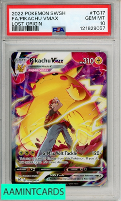 2022 POKEMON SWORD SHIELD LOST ORIGIN FA PIKACHU VMAX #TG17 PSA 10 GEM MT - Image 1