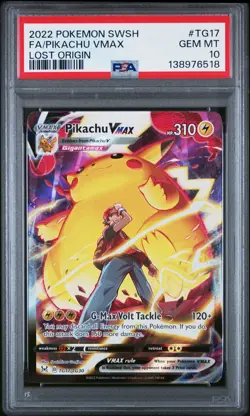2022 POKEMON SWORD & SHIELD LOST ORIGIN #TG17 FULL ART/PIKACHU VMAX PSA 10 - Image 1