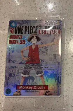 One Piece Monkey D. Luffy US Voyage College Basketball Card Rutgers 1/23 IN HAND - Image 1