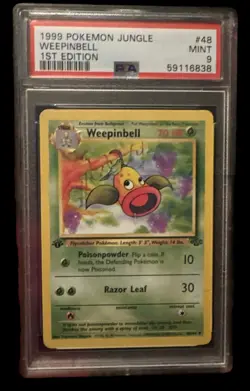 1999 Pokemon Jungle, 1st Ed. #48, Weepinbell, PSA 9, Mint, - Image 1