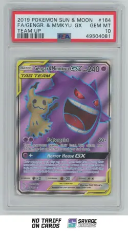 2019 Pokemon Sun & Moon - Team Up Gengar & Mimikyu-GX PSA 10 #164/181 - Image 1