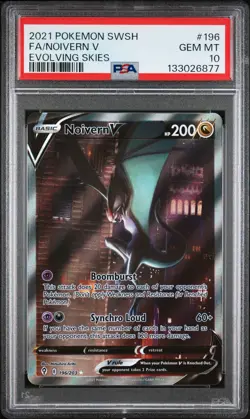 2021 POKEMON SWORD & SHIELD EVOLVING SKIES #196 FULL ART/NOIVERN V PSA 10 - Image 1