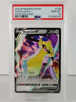 Aegislash V - POKEMON - Vivid Voltage - #126 - Ultra Rare - 2020 - PSA 10 - Image 1