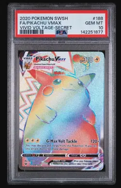 Pokemon Pikachu VMAX 188/185 Secret Rainbow Rare Vivid Voltage PSA 10 - Image 1