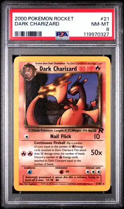 2000 POKEMON ROCKET #21 DARK CHARIZARD PSA 8 - Image 1