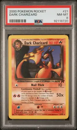 2000 POKEMON ROCKET DARK CHARIZARD #21 PSA 8 - Image 1