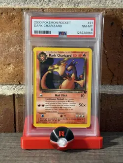 Pokemon 2000 Dark Charizard #21 Team Rocket PSA 8 - Image 1