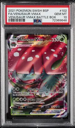 2021 POKEMON SWSH PROMO VENUSAUR VMAX BATTLE BOX #102 FA/VENUSAUR VMAX PSA 10 - Image 1