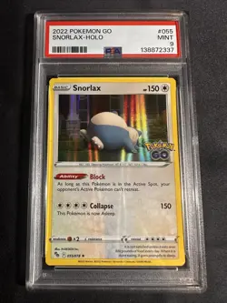 Pokemon Go TCG Snorlax Holo Rare Card 055/078 PSA 9 Mint - Image 1