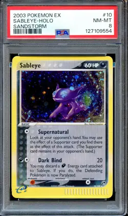 PSA 8 Sableye 10/100 EX Sandstorm Pokemon Card Holo MINT - Image 1