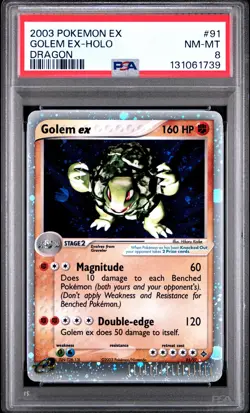 2003 POKEMON EX DRAGON #91 GOLEM EX-HOLO PSA 8 - Image 1