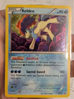 Pokemon KELDEO XY191 Holo Black Star Promo Card W/ HD Galaxy Swirl 🍥 Under Chin - Image 1