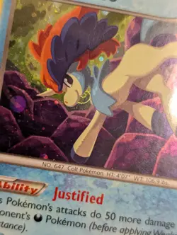 Pokemon KELDEO XY191 Holo Black Star Promo Card W/ HD Galaxy Swirl 🍥 Under Chin - Image 2
