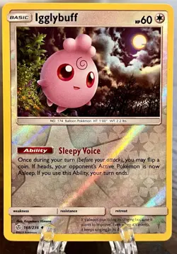 Igglybuff 168/236 Sm-Cosmic Eclipse Reverse Holo Pokemon TCG NM - Image 1
