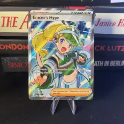 Pokemon TCG Emcees Hype 220/182 S&V Destined Rivals Full Art Trainer - Image 1