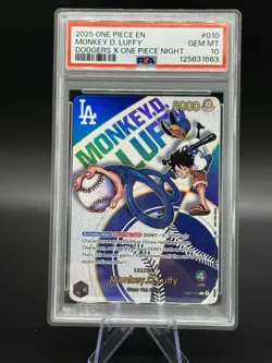2025 One Piece Anime 25th Monkey D. Luffy Dodgers X Leader #EB02-010 PSA 10 - Image 1