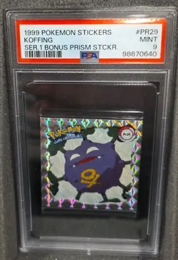 POKEMON CARD KOFFING PRISM 29 ARTBOX STICKER SERIES 1 #29 GRADED PSA 9 MINT - Image 1