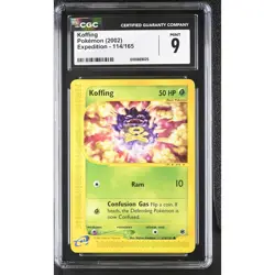 CGC 9 MINT Koffing 114/165 Pokemon Expedition 2002 Non Holo Graded Card (PSA) - Image 1