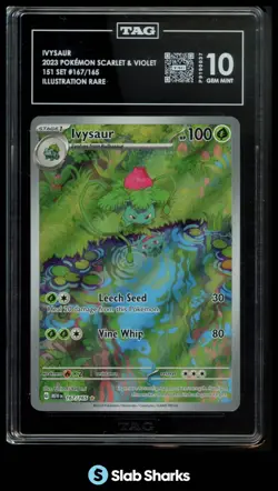 2023 POKEMON SV 151 SET - MEW EN #167/165 IVYSAUR ILLUSTRATION RARE TAG 10 - Image 1