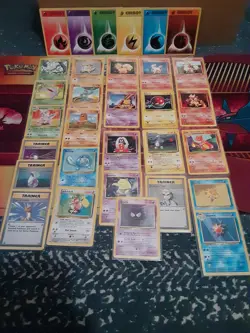 Pokemon Vintage BASE SET Card Lot 1999 WOTC (LP/NM) 24 cards + 6 energy cards - Image 1