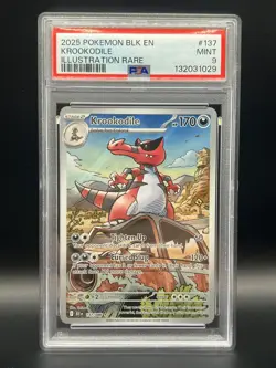 2025 Pokemon Black Bolt BLK En Krookodile Illustration Rare #137 PSA 9 Mint - Image 1